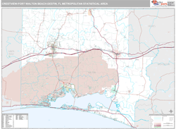 Crestview-Fort Walton Beach-Destin Metro Area Wall Map Premium Style 2024